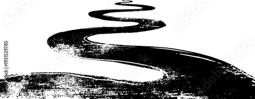High contrast abstract river meander in stencil style for artistic print design