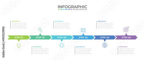 Business infographic 6 important events to success. Annual report, Business presentation template. Vector illustration.