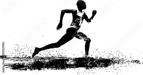 Dynamic runner silhouette in stencil style for sports designs