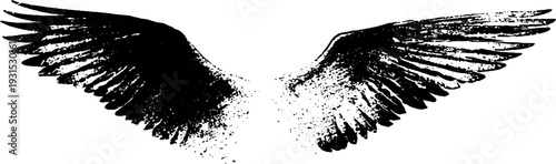 Abstract seagull wing arc in high contrast stencil style for creative design