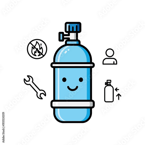 Smiling Oxygen Tank with Accessories.