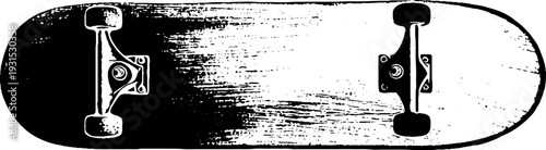Vintage skateboard deck silhouette in high contrast stencil style