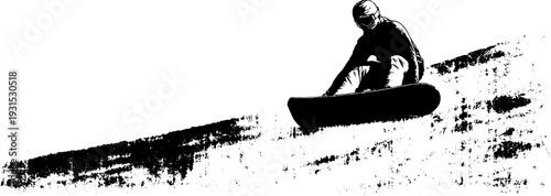 Snowboarder in high contrast stencil style - winter sports design for posters