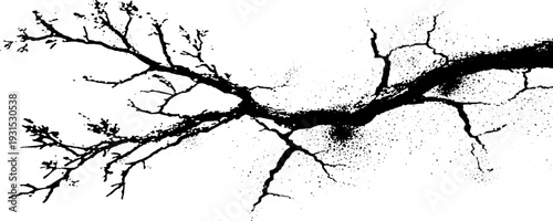 Abstract high contrast snow covered branch silhouette for design