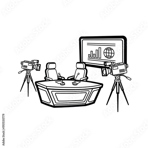 Studio Setup with Cameras and Monitor.