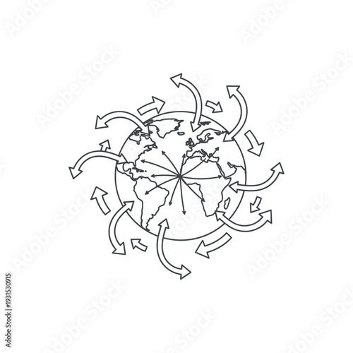 Global Network of Arrows Surrounding Earth.