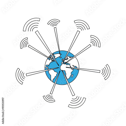 Global Network Connectivity and Wireless Signals.