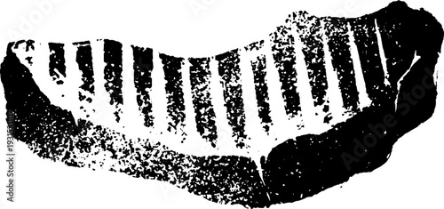 Abstract high contrast steak with grill marks - stencil style design for culinary art