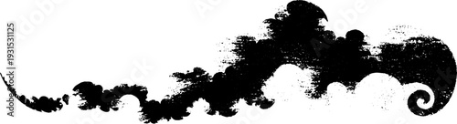 Abstract high contrast steam curl ribbon design in stencil style