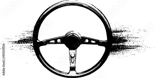 Stencil style steering wheel with leather grain texture for automotive design