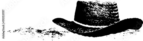 Abstract grunge straw hat weave stencil design for vintage art