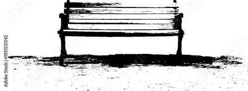 Urban street bench in high contrast stencil silhouette for design and decor