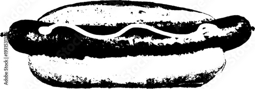 Abstract stencil style street food hotdog design for posters and prints