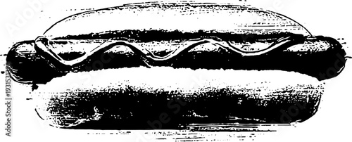 Abstract stencil style hotdog design for street food artwork