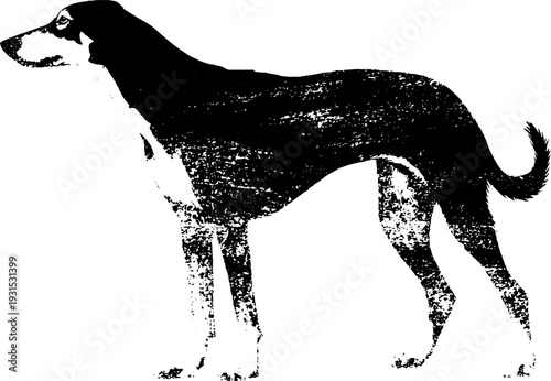 High contrast abstract street dog silhouette in stencil style for artistic design