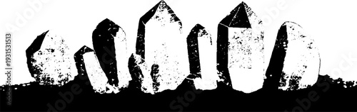 Abstract high contrast sugar crystal facets in stencil style for retro design