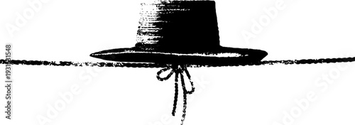 Vintage sun hat with chin cord toggle in high contrast stencil style for design