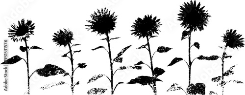 Abstract sunflower field stencil design for artistic projects