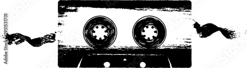 Vintage tape dispenser edge in high contrast stencil style for retro design