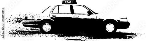 Abstract stencil taxi cab design in high contrast for urban posters