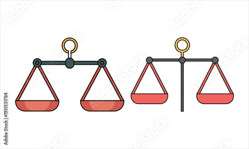 Two Scales of Justice Icons on White Background balance