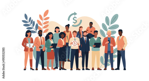 Diverse Group of Business Professionals Standing Together.