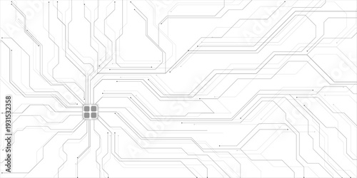 Abstract White Circuit Board Pattern Vector Background.