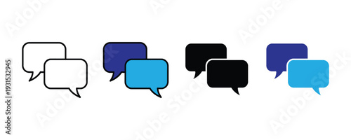 Speech bubble and chat icon set. Communication symbol for social media messaging, customer support dialogue, and instant text conversation design. Vector Illustration.