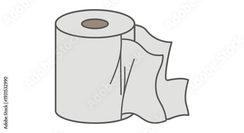 Simple illustration of a roll of toilet paper with some sheets pulled out