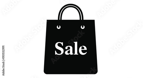 Black shopping bag with the word sale prominently displayed in white teZt