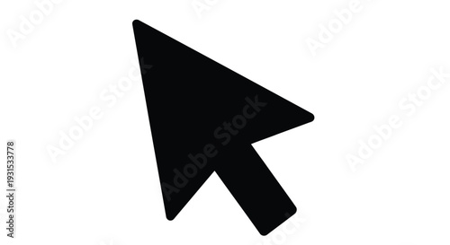 Simple black arrow cursor isolated on a stark white background