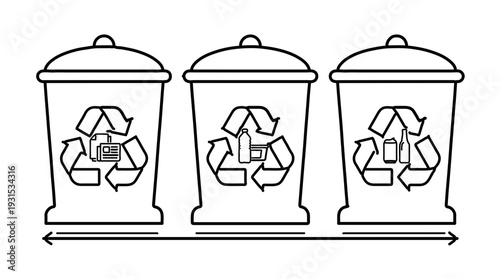 Waste Segregation Recycling Bins Home Icon Vector