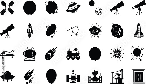 Business vector icon set with various symbols and signs for companies and finance