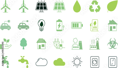 Business vector icon set for eco friendly and sustainable development concepts