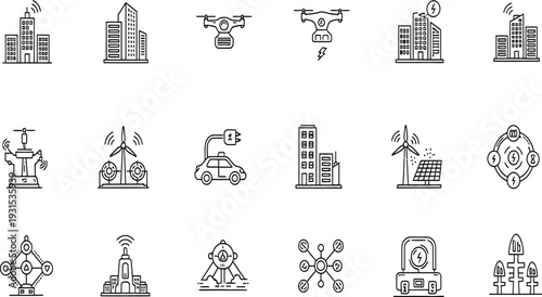 Business vector icon set with various office and finance symbols