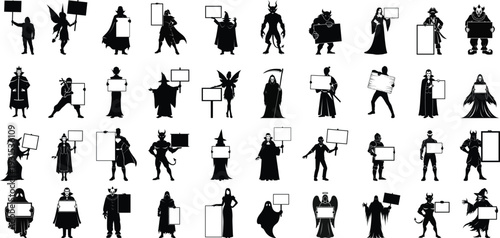 Collection of ancient greek and roman soldier silhouettes