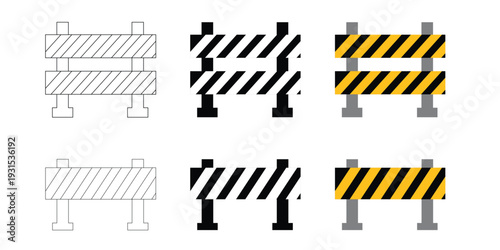Vector set of road construction barriers and safety barricade icons