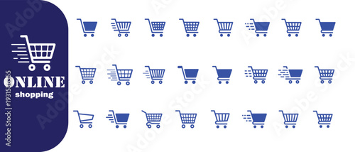 Online shopping vector icon set. shopping carts and online store symbols for e-commerce and retail website
