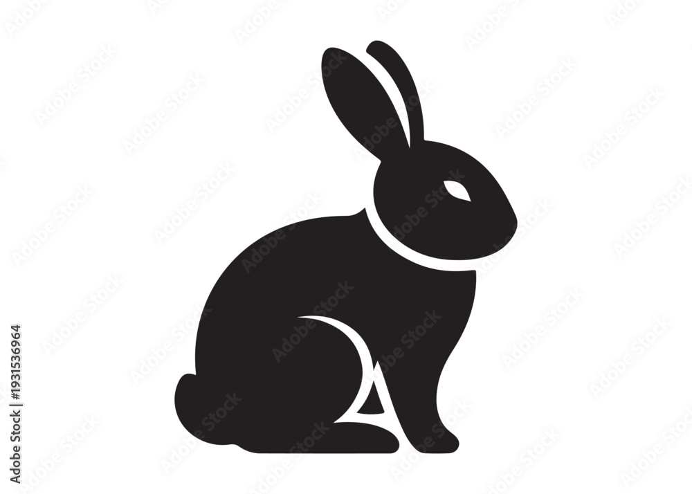Obraz premium easter bunny logo silhouette vector, bunny silhouette logo vector illustration, rabbit silhouette vector logo, animal wildlife happy easter bunny logo silhouette design on white background