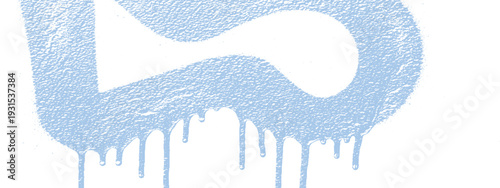 Light blue spray paint symbol with dripping effect on white textured background, abstract grunge design