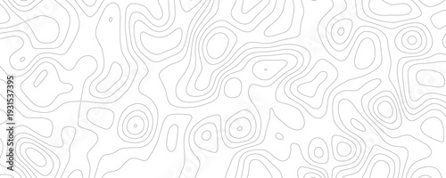 Modern topographic map design with wavy contour lines on white