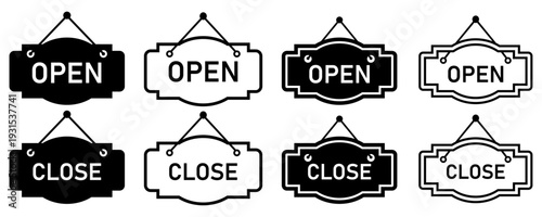 Open and Close Shop Sign Hanging Door Label Set