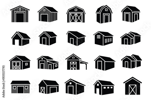 agricultural storage shed icon silhouette vector illustration isolated