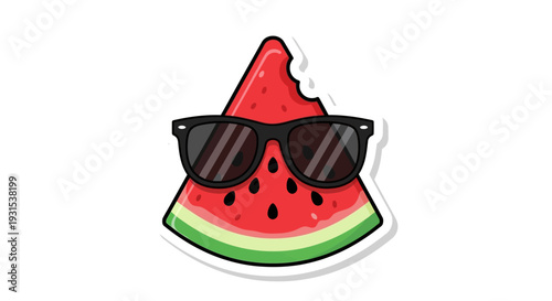 Funny Watermelon Slice Wearing Sunglasses, Summer Fruit Icon