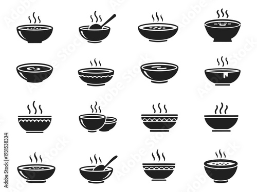 bowl of soup icon silhouette vector illustration isolated