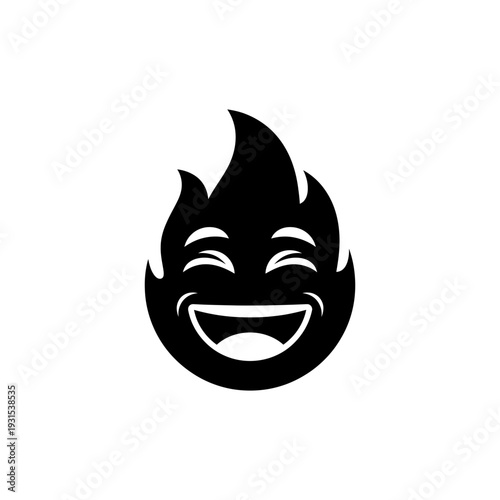 Smiling flame emoticon with winking eyes and playful expression