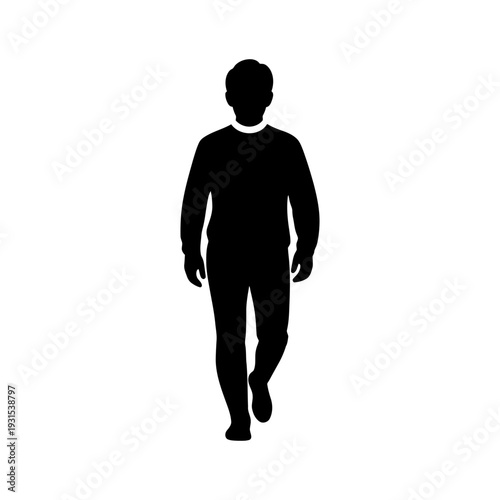 Man walking with confident stride in modern silhouette