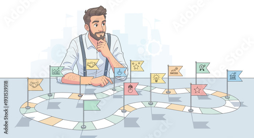 Man Standing on Circular Game Board.