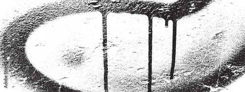 Abstract background with a large circular spray paint mark and dripping liquid effect on a rough surface.