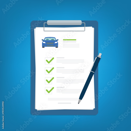 Car Insurance Checklist and Vehicle Agreement Form Illustration	